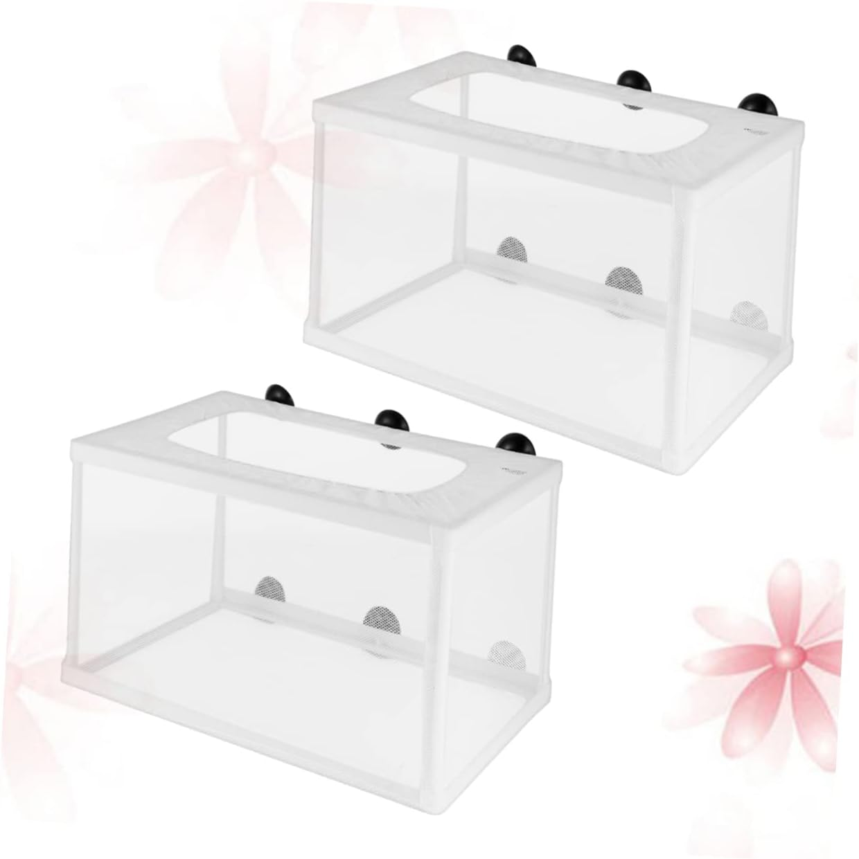 INOOMP 2Pcs Large Fish Net for Hatchery Fry Incubator with Suction Cups, White Mesh Separation Box for Aquarium Breeding Tanks, Suitable for Small Fish and Fry Aquatic Pets image number 2