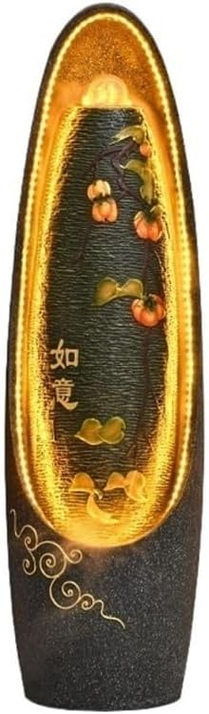 Outdoor Fountain European Style Flowing Fountain, Living Room Feng Shui Wheel Circulating Water Humidifier Office Landscape Decoration Ornaments(Black)