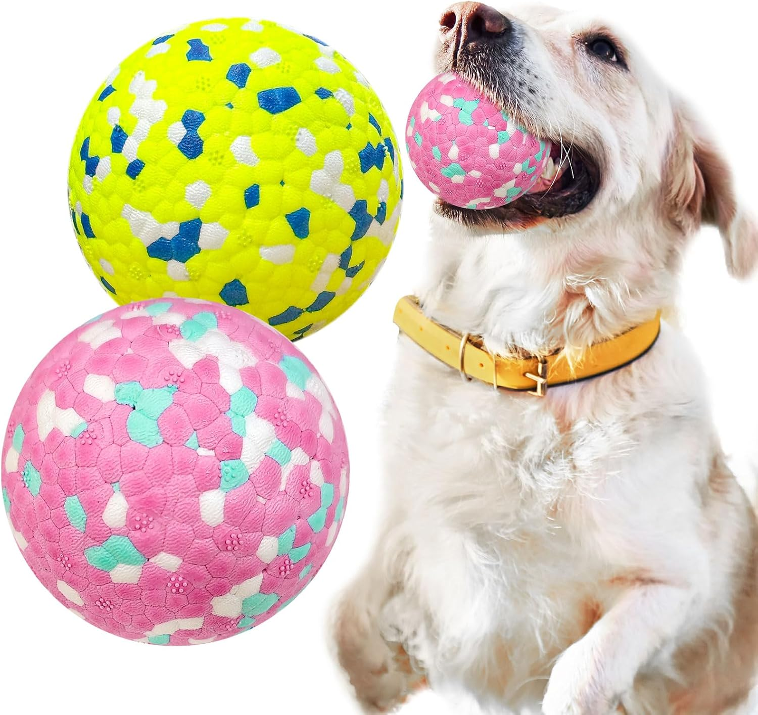 Petcare 2 Pack Dog Balls Toys for Aggressive Chewers Indestructible Tennis Balls for Medium Large Dogs Water Toy Chew Balls Tough Durable Big Dog Toys Bouncing Ball for Dogs to Fetch, Orange+White