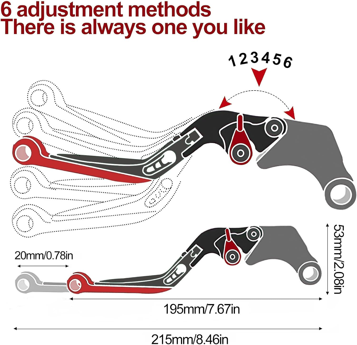 XIDAODIT for Kawasaki NINJA500 Ninja 500 Z500 Z 500 SE 2024 2025 Motorcycle Clutch Lever Adjustable Handlebars Brake and Clutch Levers Set (Red) image number 5