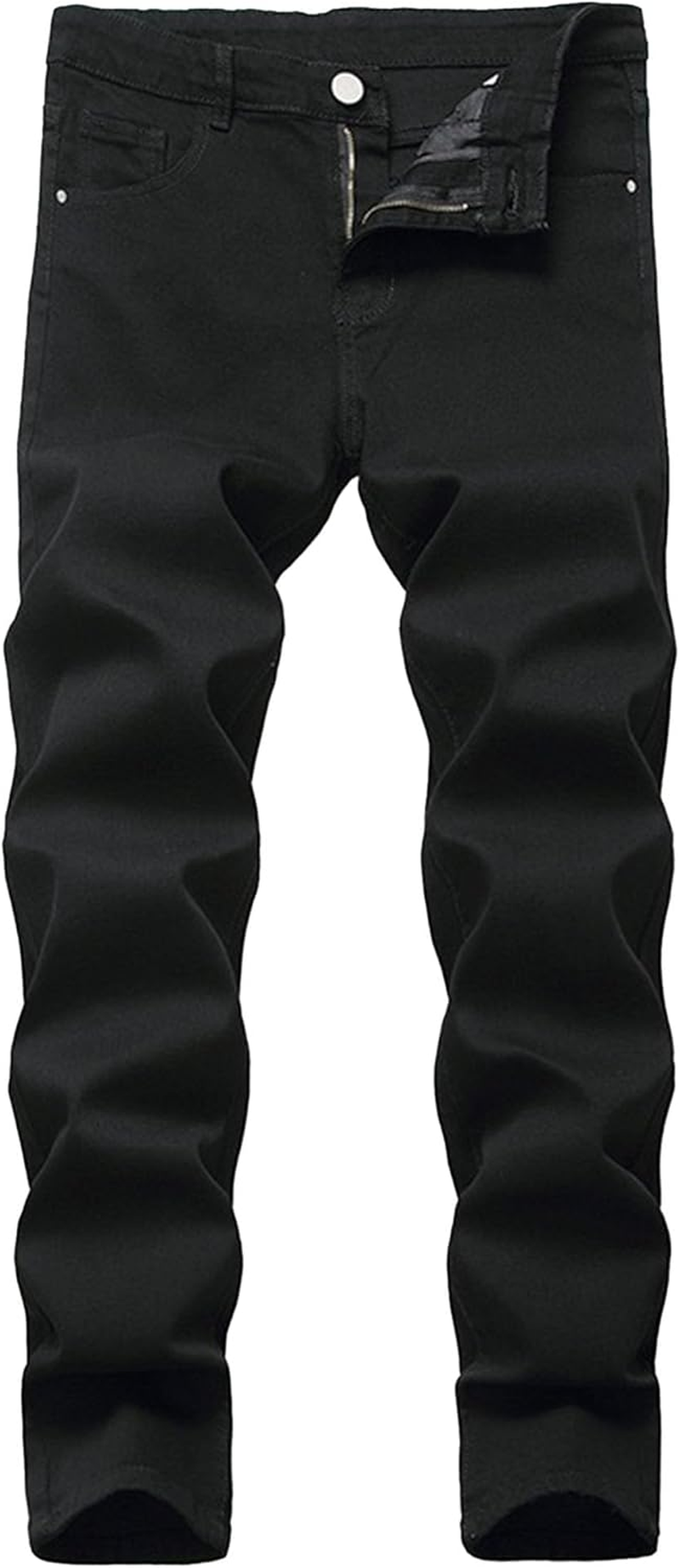 Qolkmuiy-Gj Men'S Straight Slim Fit Ripped Jeans Taper Skinny Stretch Denim Pants Fashion Design Streetwear Cowboy Pant