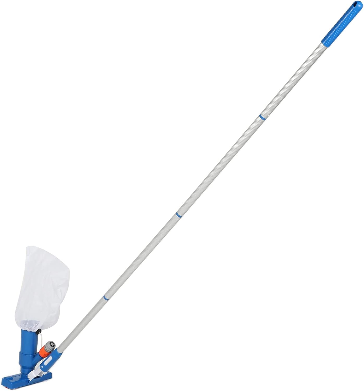 Pool Spa Jet Vacuum Cleaner, 63 Portable Pool Vacuum Jet Underwater Cleaner, Adjustable 4 Poles Pool Cleaner, Fit for Spa, Hot Tub, Fountain Vacuuming, Attach to Use Garden Hose