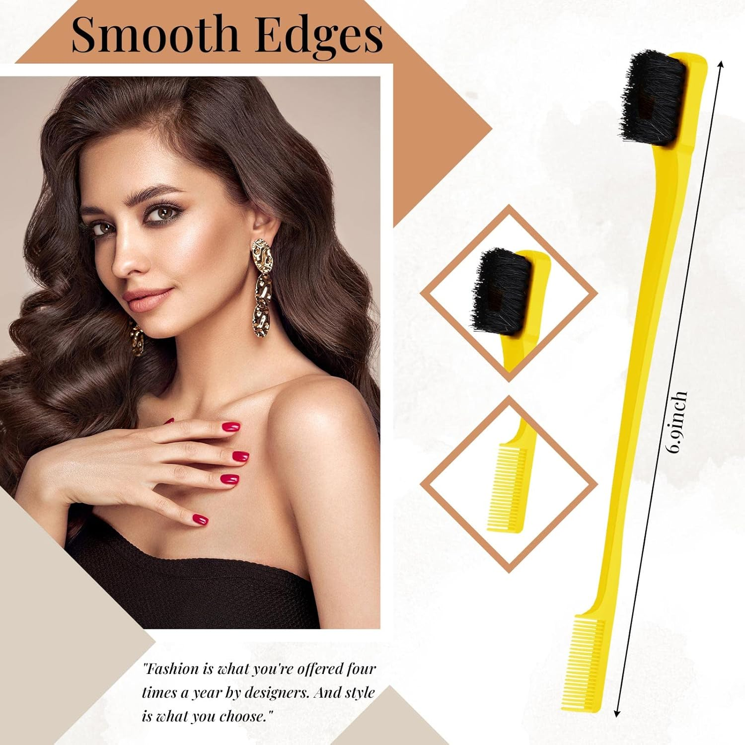 Edges Brush, Pack of 3 Sleek Bun Brush for Sleek Braid, Witbicg Teasing Brush Hair Brush Bristle Comb Baby Hair Brush Touping Brush Baby Hair Suitable for Hairdresser Lady Baby Child (Yellow) - Pink image number 4