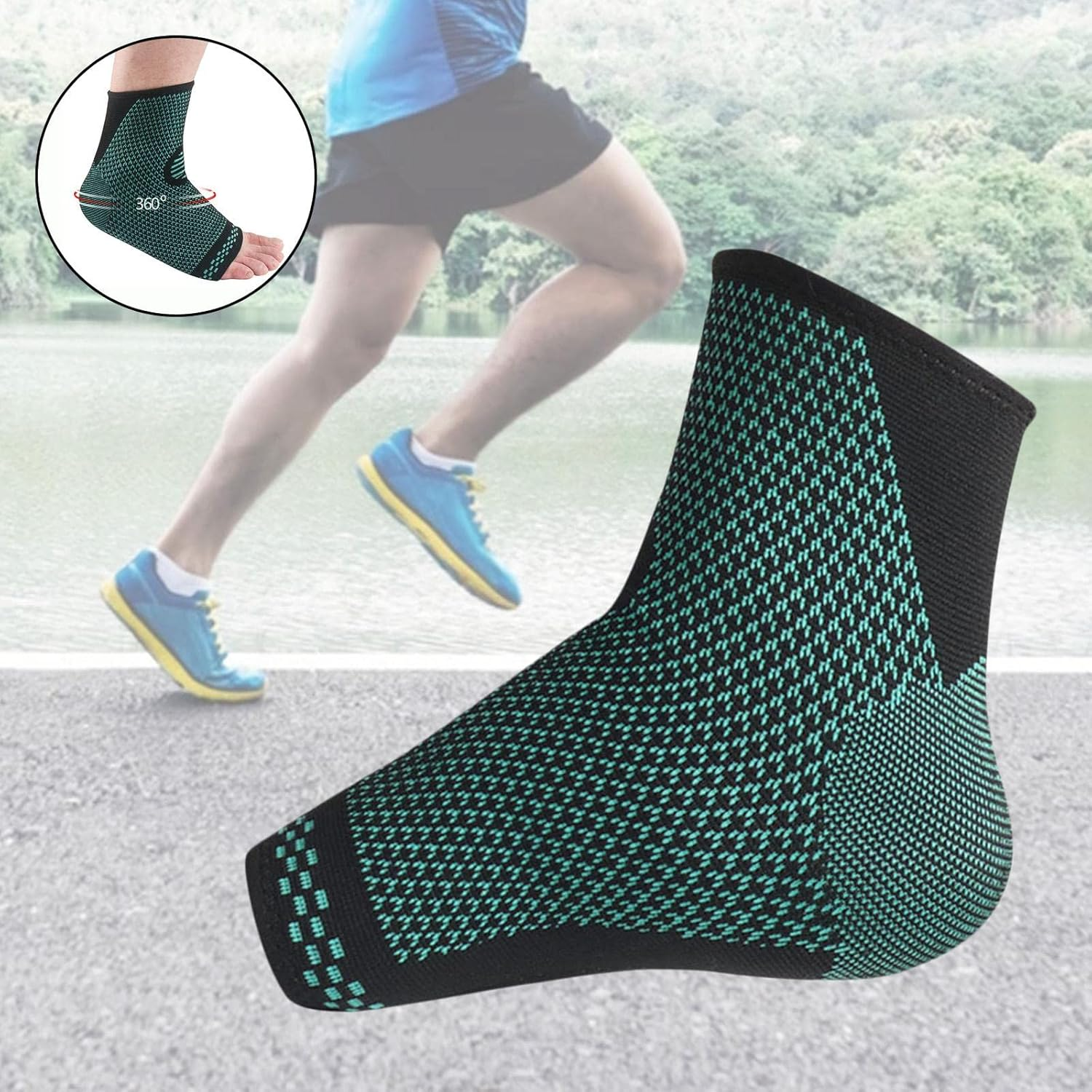 Ankle Brace for Basketball Players to Support Feet Male Female Size M, Green, 2 Pcs image number 2
