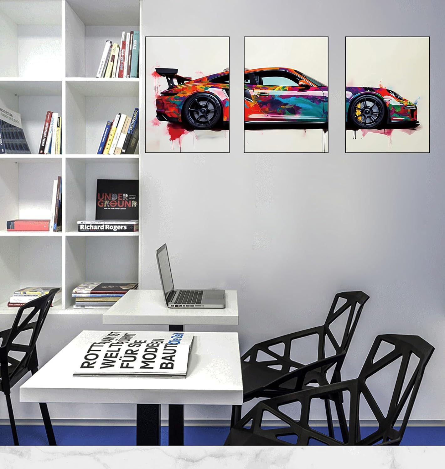 Repaly Set of 3 Car Poster Modern Canvas for Wall Art Classic Supercar History Prints 911 Sports Vintage Car Posters for Man Cave Boys Room Aesthetics Wall Decor (No Frame (12X18 Inches)) image number 2