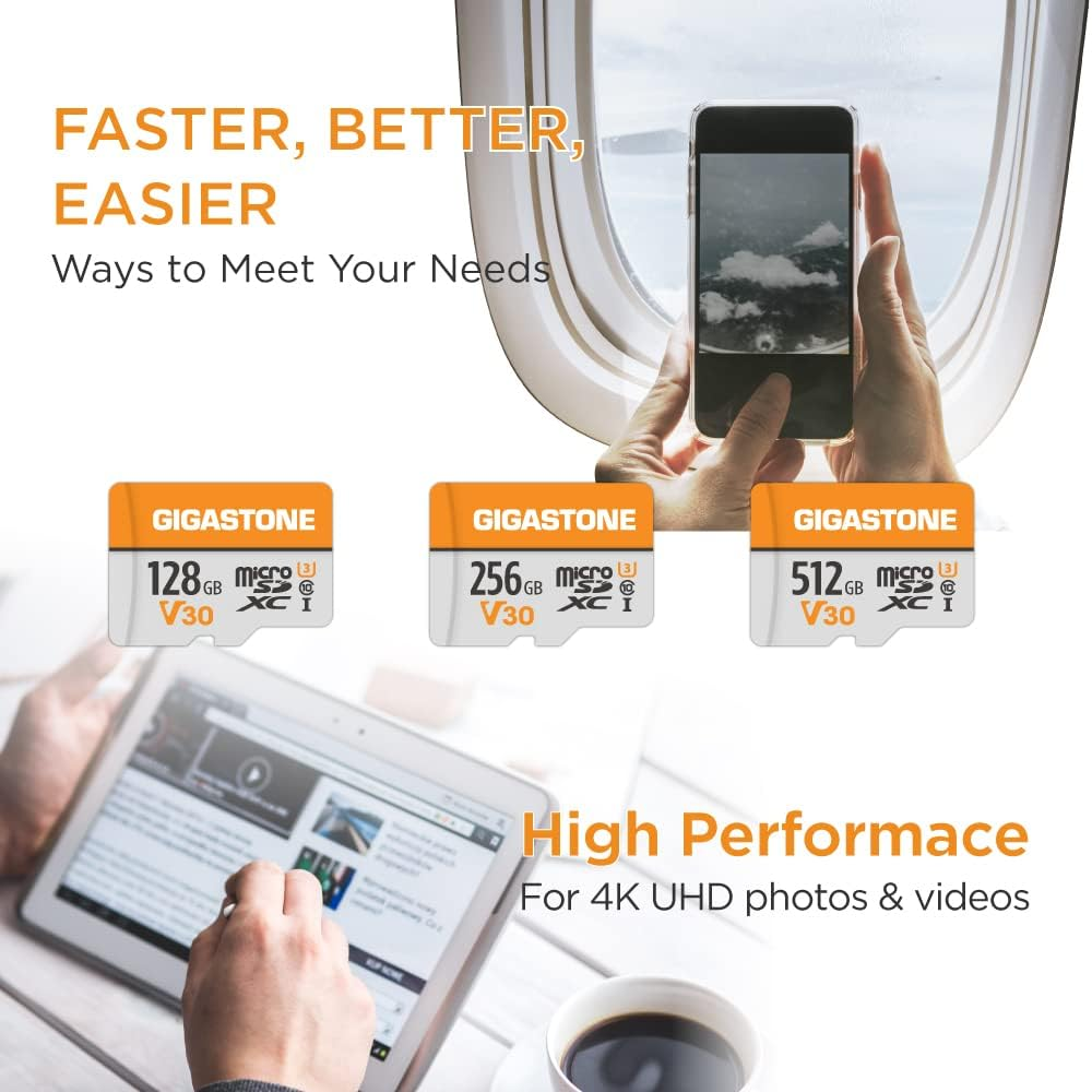 Gigastone 128GB 5-Pack Micro SD Card, 4K UHD Video, Surveillance Security Cam Action Camera Drone Professional, 95Mb/S Micro SDXC UHS-I A1 Class 10 image number 5