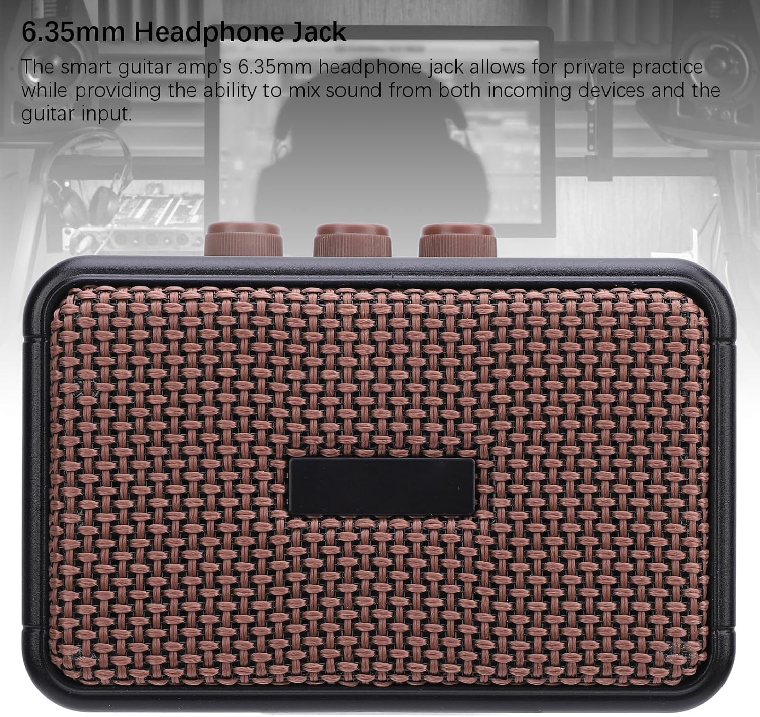 6.35Mm Interface Electric Guitar Amp with Double Speakers, Guitar Amplifier, 1.75In Portable Guitar Combo Amp Mini Guitar Amplifier USB Rechargeable Practice Guitar Amp