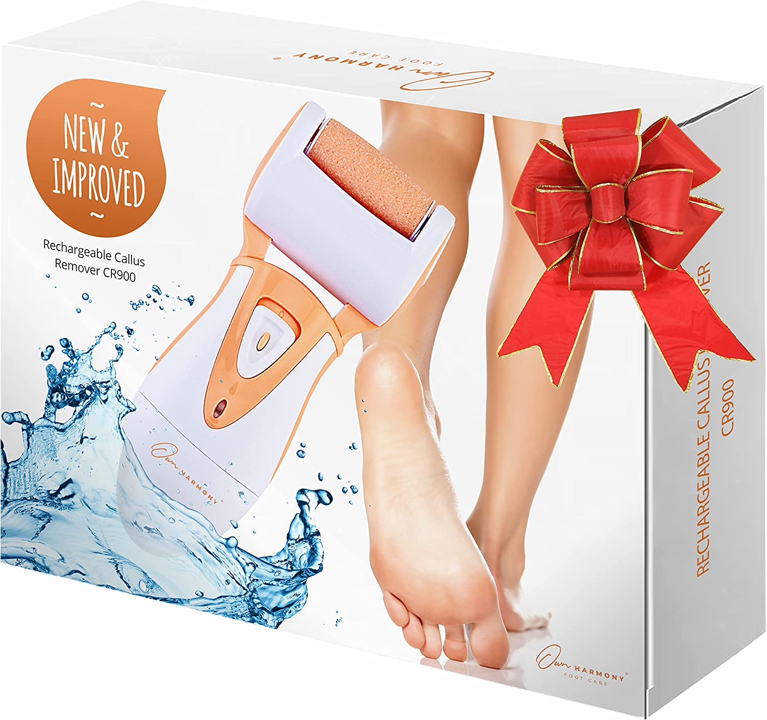 Electric Foot Callus Remover, Foot Scrubber: Own Harmony Rechargeable Mens Pedicure Kit Tools, Professional Feet File Hard Skin Remover, Best for Dead Skin and Cracked Heel Pedi Care Spa - 3 Rollers