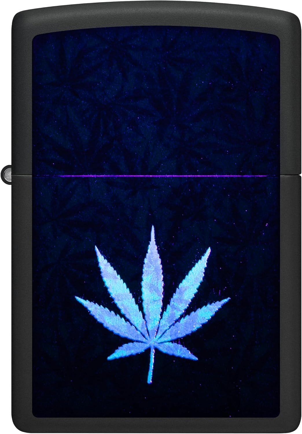 Zippo Cannabis Black Light Windproof Lighter, Black Matte - 540 Tumbled Brass image number 3