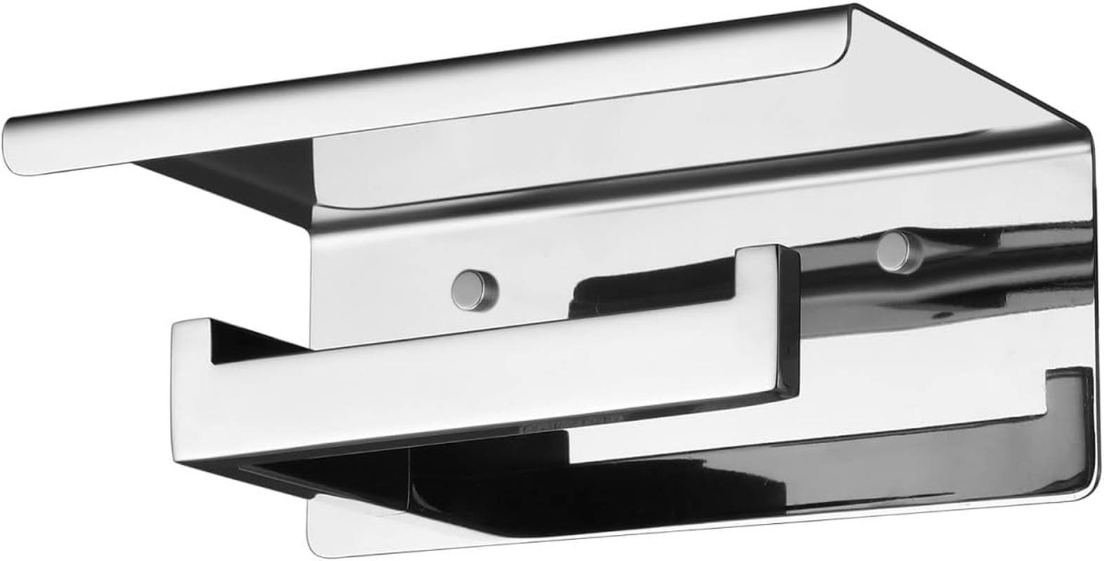 Breikuth Toilet Paper Holder with Shelf Toilet Paper Storage Bathroom 304 Stainless Steel Square (Type 1-Chrome) image number 4