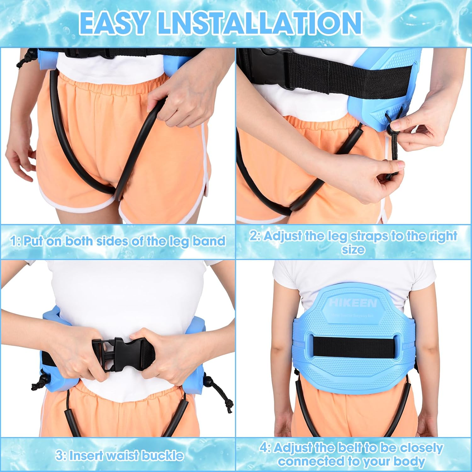Hikeen Swim Floating Belt,Water Aerobics Swimming Belt with Fixing Straps,Jogger Flotation Aid Buoyancy Belt for Swimming Pool Fitness and Fitness Workout Therapy image number 3