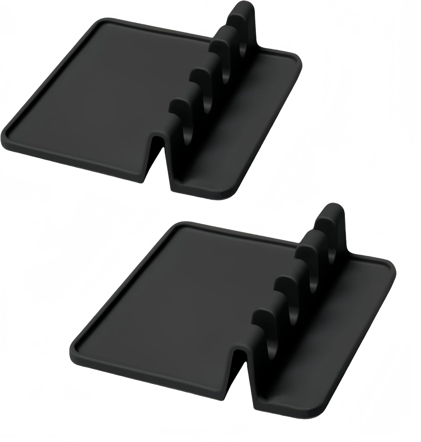 Kitchen Silicone Utensil Rest with Drip Pad,Caasfooy 2 Pcs Silicone Spoon Rest for Kitchen, Multi-Functional Kitchen Utensils Holder Heat-Resistant Spoon Rest Kitchen Accessories (Black) image number 3