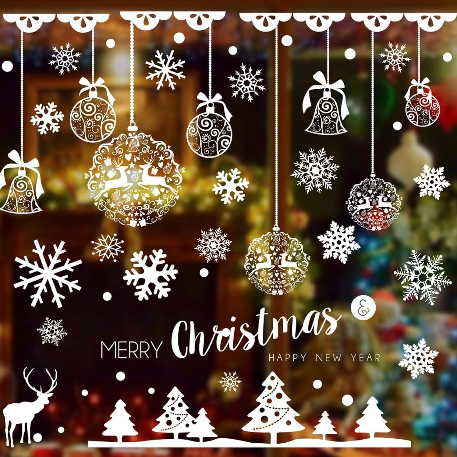 220 Pcs Christmas Window Clings Static Snowflakes Window Clings Decals Stickers Christmas Window Decorations Indoor Merry Christmas Winter Wonderland Decorations Ornaments Party Supplies image number 3