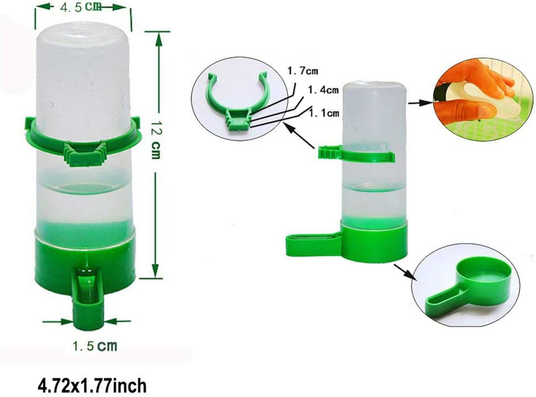 Smaroll 4PCS Birds Feeder Plastic Drinker Waterer Clips Cage Water Dispenser Feeders for Sparrow Parrorts Budgie Cockatiel Lovebirds