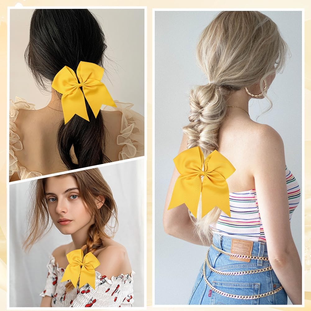 SUNNYCLUE 1 Box 2Pcs Bow Pony Tail Holders Bowknot Hair Ties Coquette Large Jumbo Scrunchies Bows Knot Cheer Hair Ponytail Elastic Tail Bands for Women Cheerleading Summer Sports School Decorations image number 5