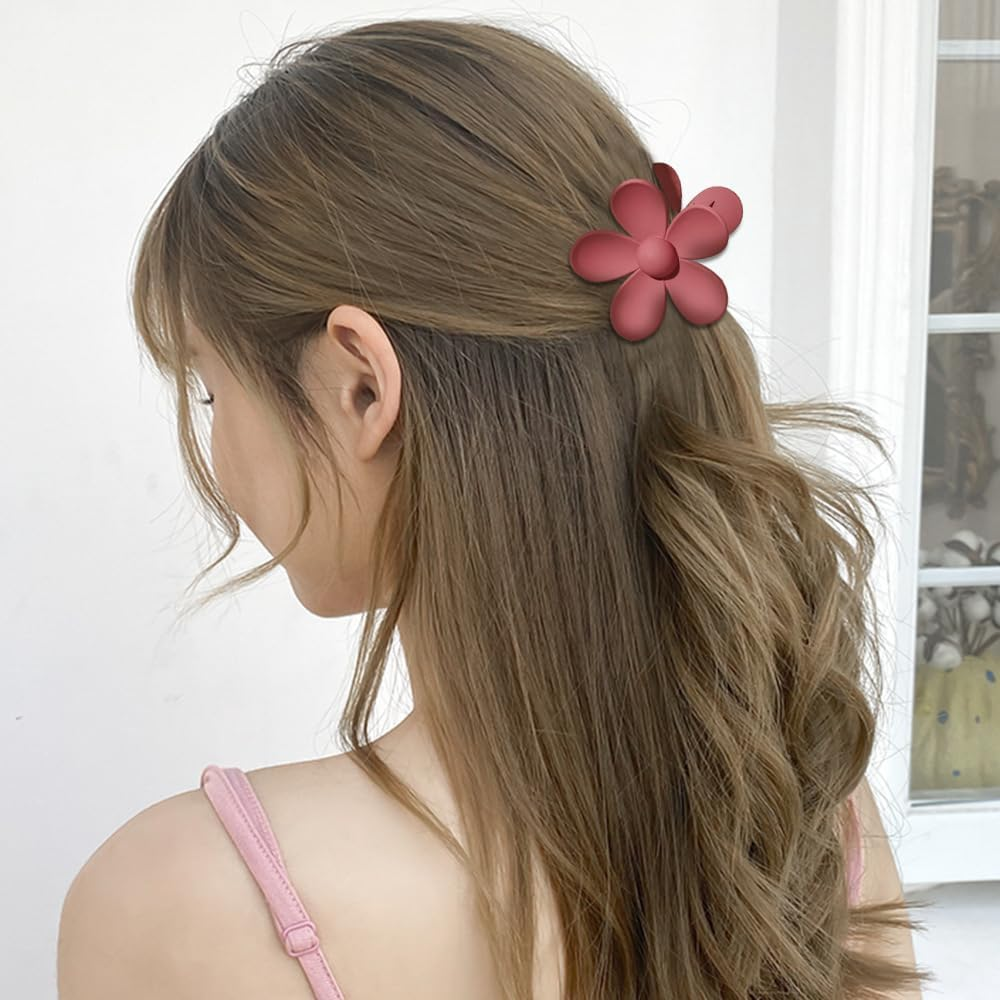 Pack of 1 Women'S Flower Hair Clips, Flower Hairpin Hair Clips Non-Slip Plastic Hair Claws Hair Clips Hair Accessories for Women Girls for Daily Wear, Royal Blue image number 5
