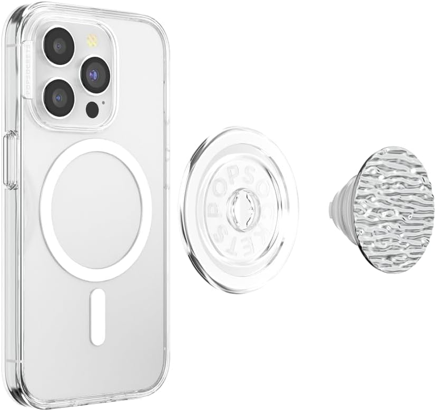 Popsockets round Phone Grip Compatible with Magsafe, Adapter Ring Included, Phone Holder, Wireless Charging Compatible - FATA Morgana Chrome image number 3