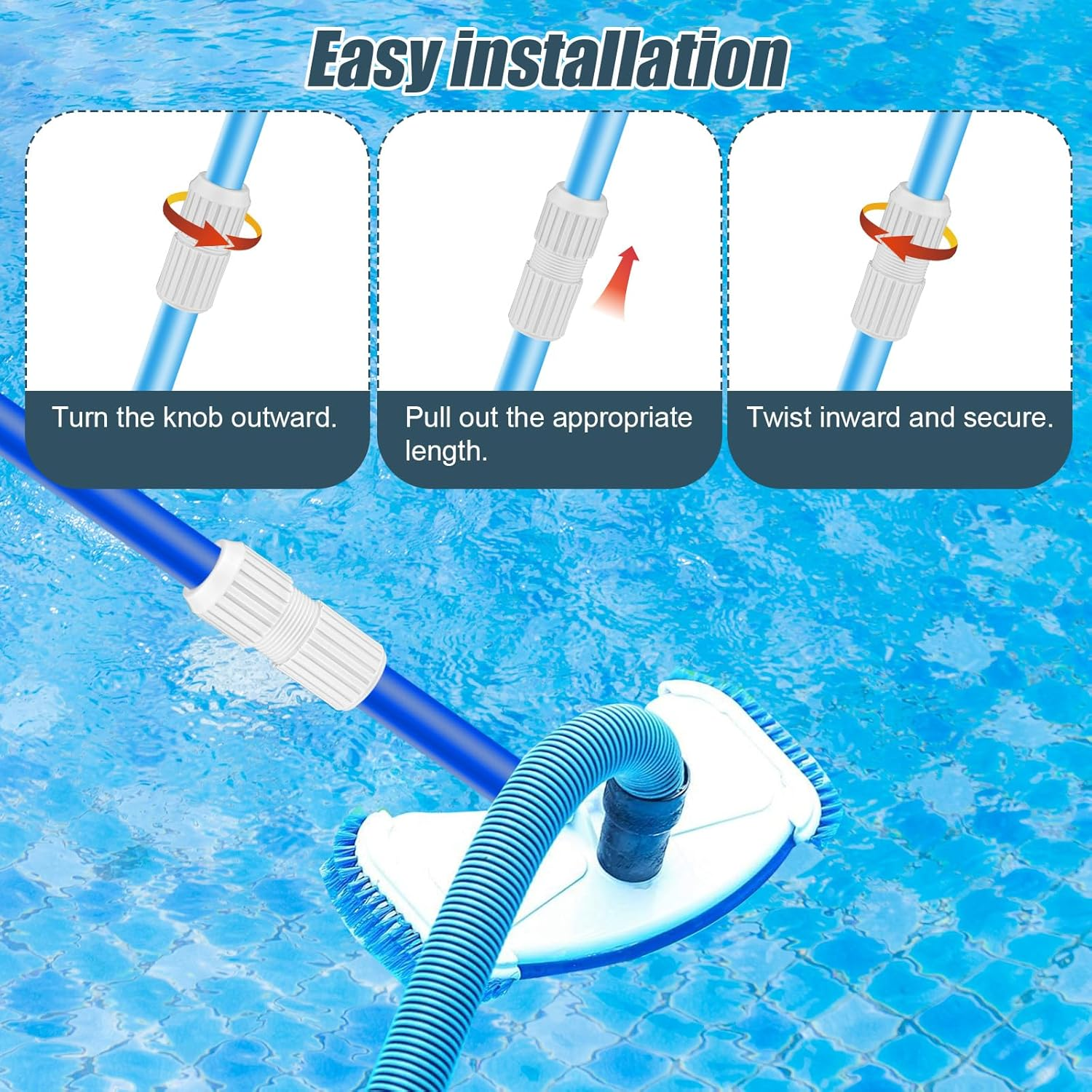 2Pcs Pool Pole Cam Locks Replacement, White Swimming Pool Telescoping Pole Lock Pool Pole Parts Universal Extension Pole Connector Telescopic EZ Cam Lock Accessories for Repairing Fixing Pool Pole image number 5