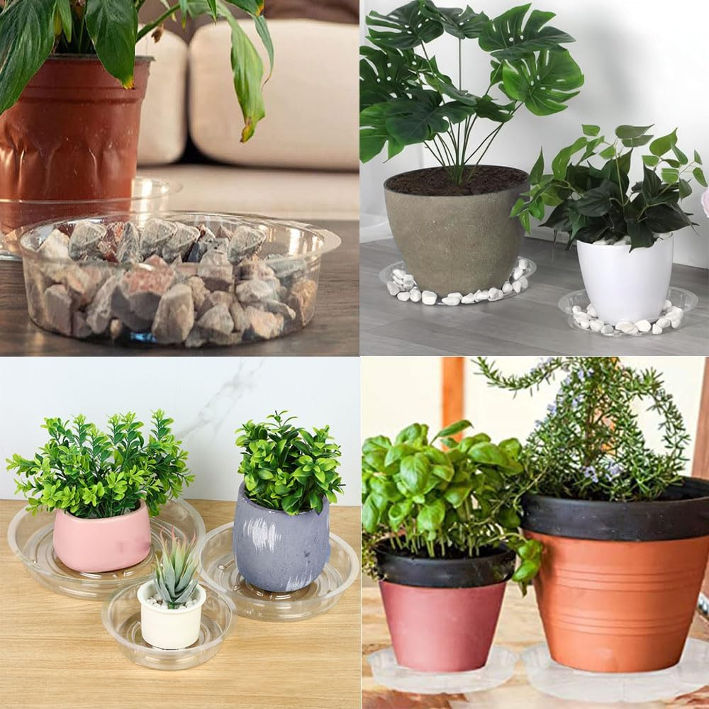 Esforzarse 24 Pcs of 6, 8, 10, 12 Inches Clear Plant Saucer Drip Trays, Large Plant Plate Dish Pot Saucers Flower Pot Set, Pot Plant, Plant Pots Sprinkler, Bonsai Pot, 4 Sizes, 6 Pcs of Each Size image number 2