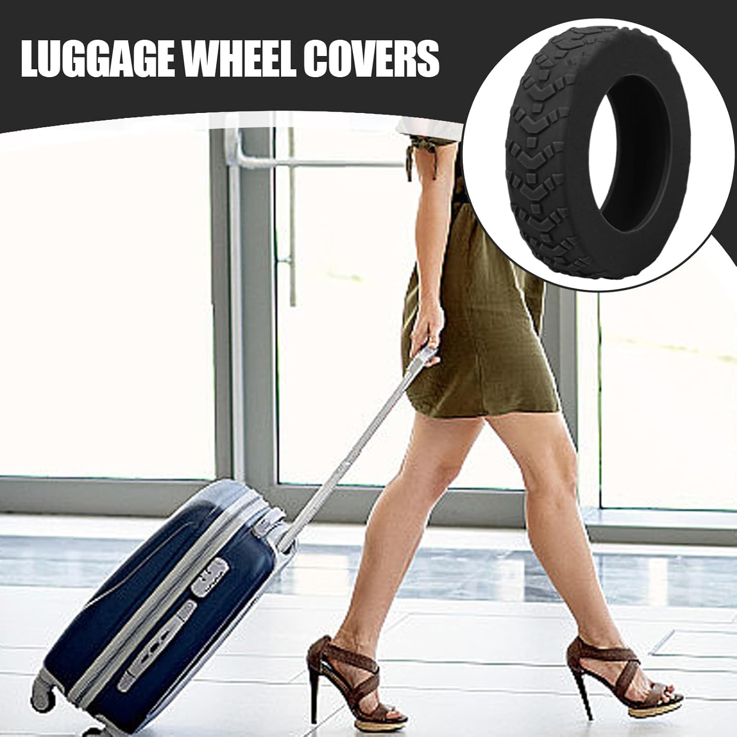 Suitcase Wheel Cover, anti Noise Wheel Covers for Luggage, Carry on Luggage Wheels Protector Cover, 8X Suitcase Wheels Protective Covers