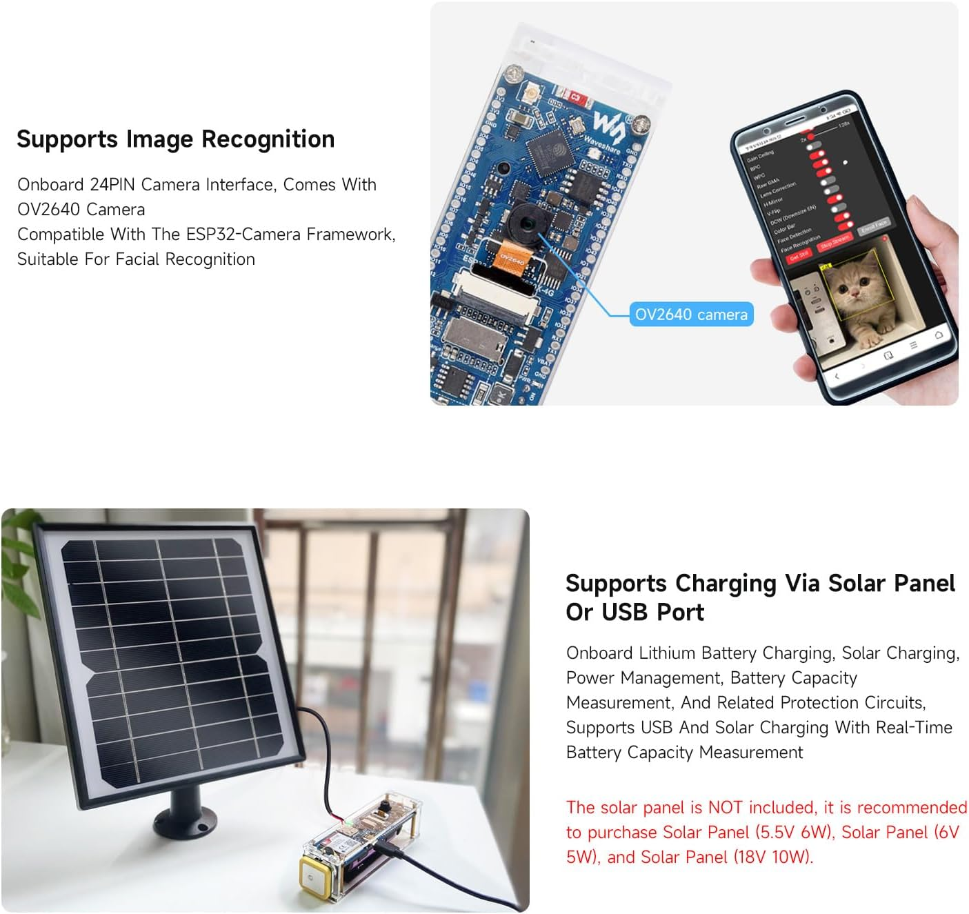 Waveshare ESP32-S3 SIM7670G 4G Development Board, LTE Cat-1 / Wifi/Bluetooth/Gnss Positioning Support, Global Coverage Multi Band, Suitable for 4G Portable Wifi, Onboard Camera/Antenna image number 4
