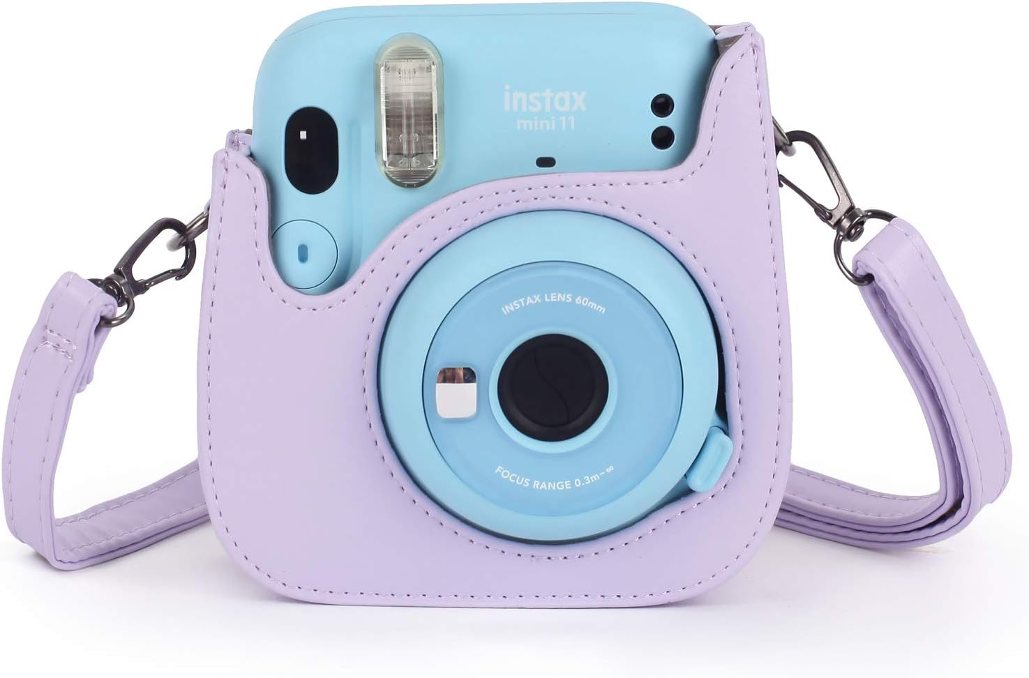 Phetium Instant Camera Case Compatible with Fujifilm Instax Mini 11,PU Leather Bag with Pocket and Adjustable Shoulder Strap (Lilac Purple)