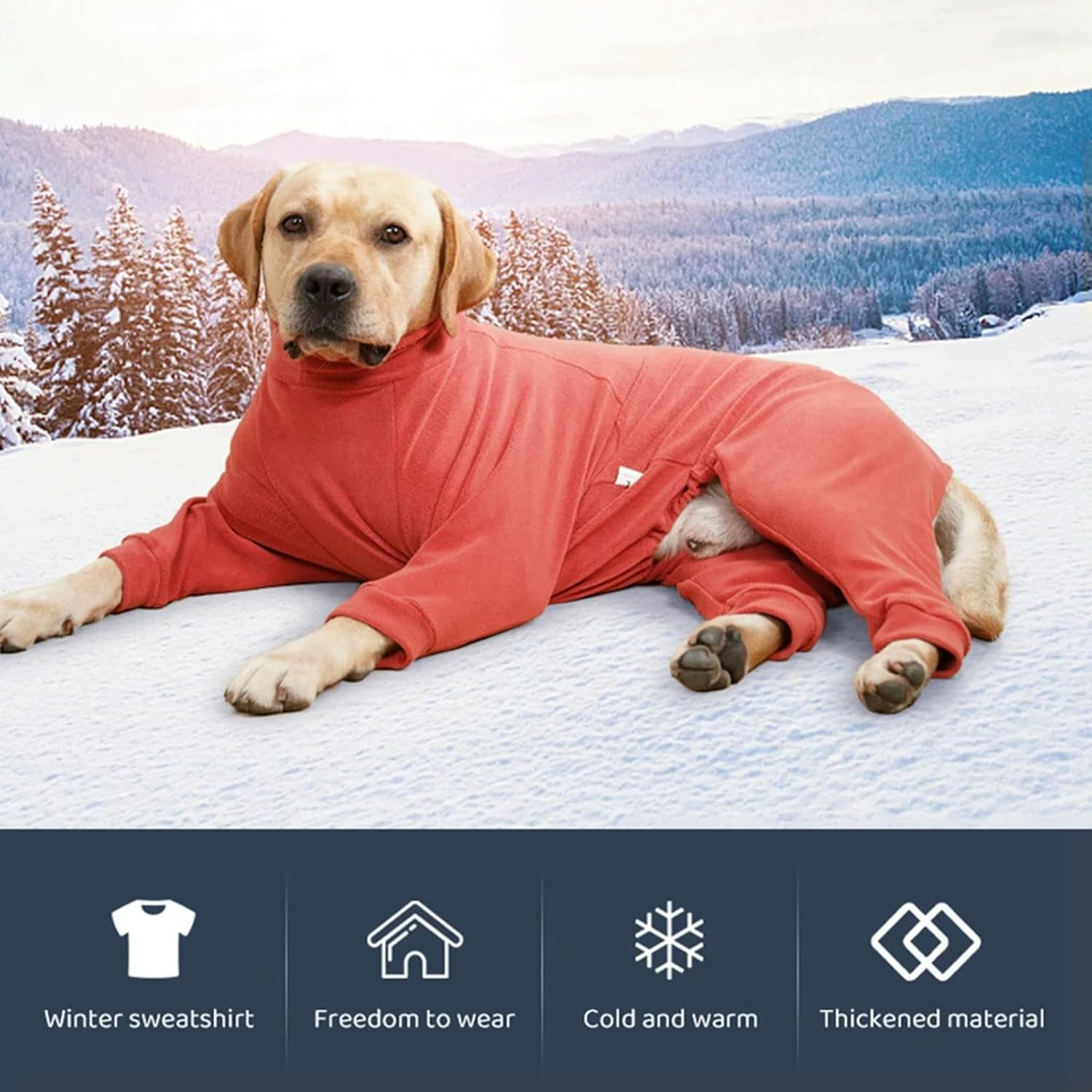 IUOUTG Dog Winter Coat Pet Pajamas for Large Dogs Warm Fleece Dog Jacket Windproof Dog Pullover Jumpsuit for Small Medium Large Dogs Walking Hiking Travel Sleep image number 2