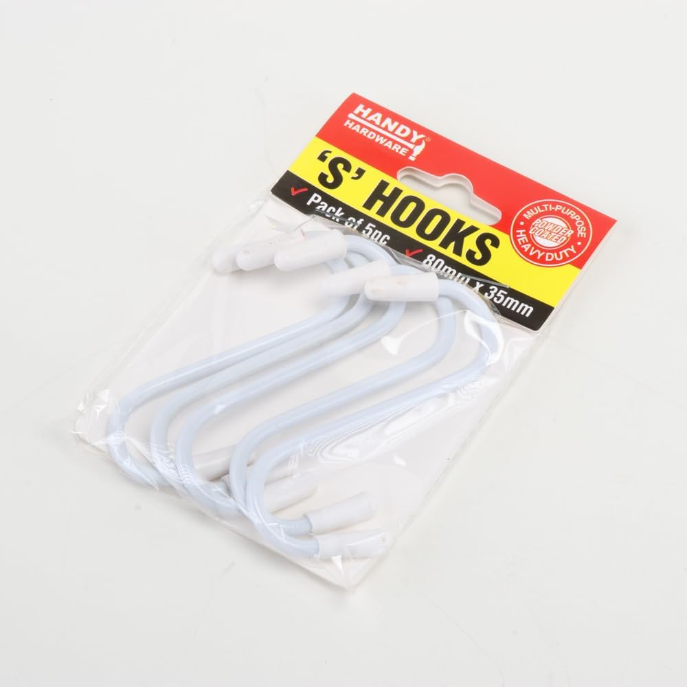 Handy Hardware PVC Coated S Hooks with Scratch Proof Tip Protectors, 80 X 35 Mm (5 Pieces) image number 1