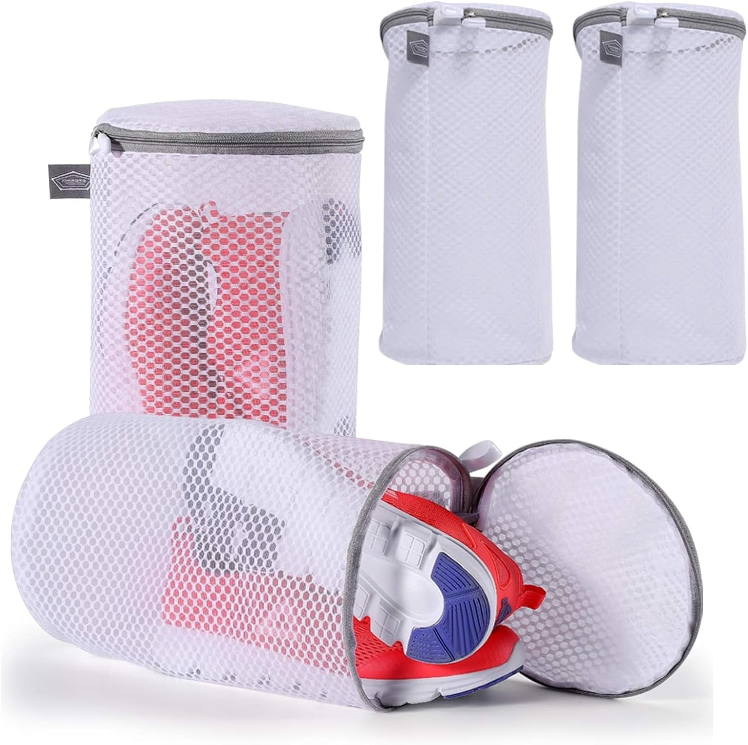 4 Pcs Laundry Bags Mesh Wash Bags, 20 X 35 Cm Net Washer Sack with Zipper, Shoe Cleaning Laundry Bag for Cleaning and Drying Footwear, Sneaker, Trainers, Plimsolls, Slippers, Gym, Running, Tennis image number 6