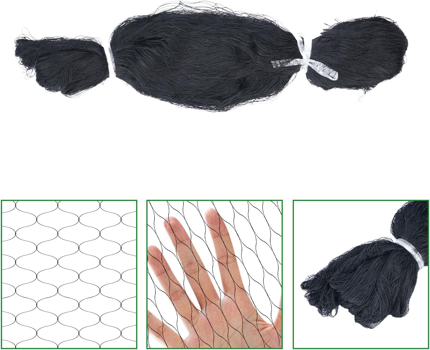 Bird Netting for Garden,Poultry Nylon Mesh Net Netting,Multi-Purpose Fruit Tree and Plant Protection Netting，15 * 7M Bird Netting (Black) image number 3