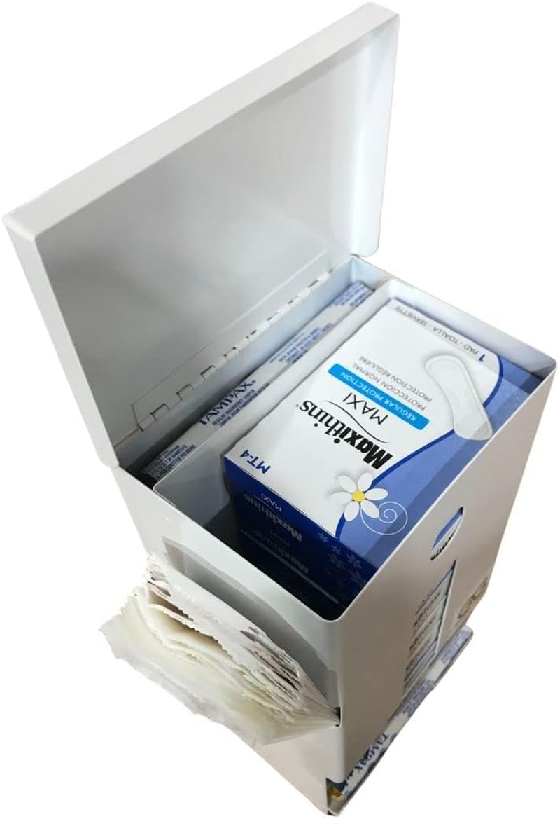 Tampon and Pad Dispenser, Compact, Free Vending, White Steel Restroom Fixture image number 6