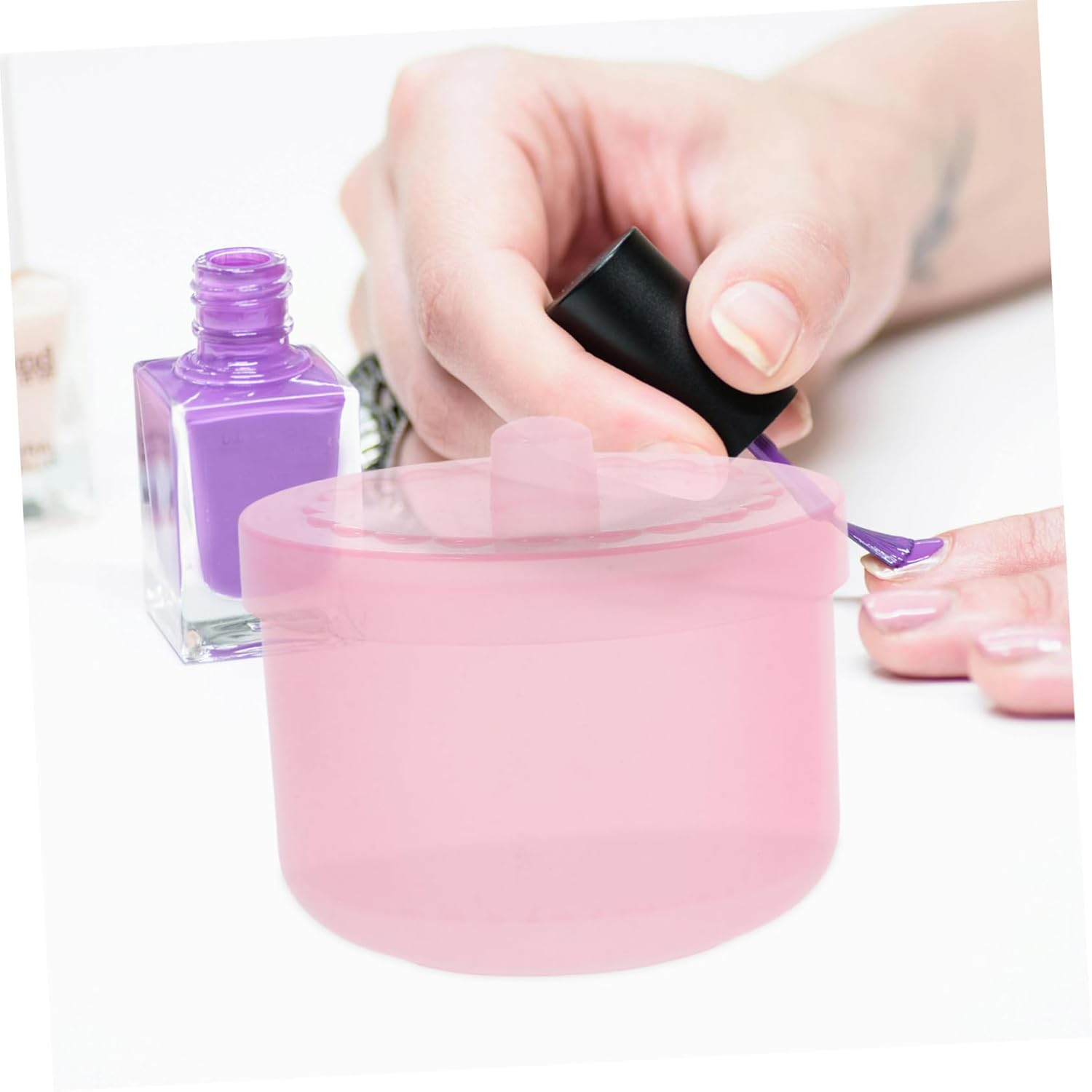 Garneck 2Pcs Nail Tool Sterilizer Box with Dual Filter Manicure Cleaner Case for Nail Drill Bits Tweezers and Clippers Soaking Tray for Salon and Home Use Pink image number 3