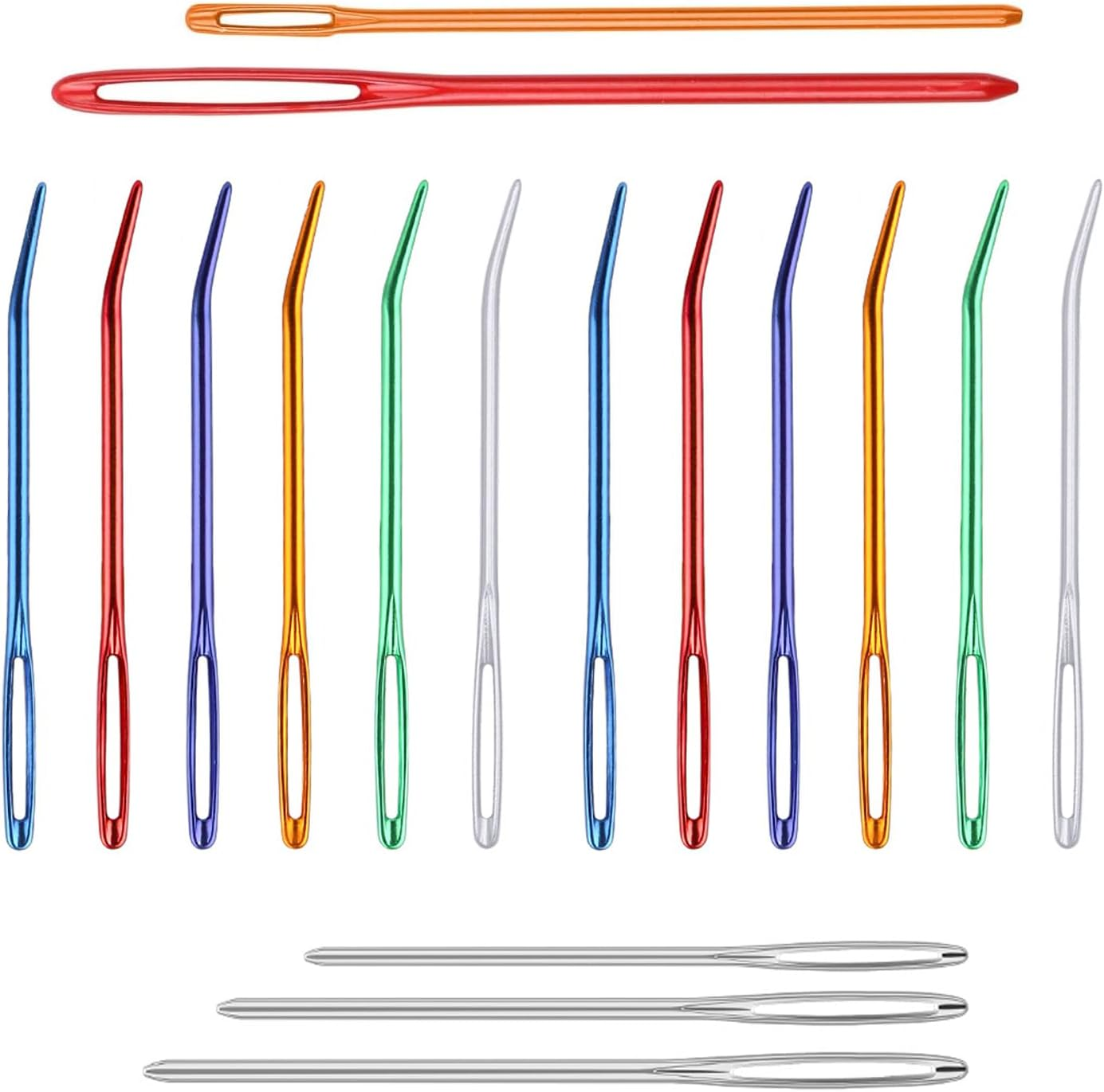 17PCS Yarn Needles Large Eye for Crochet, Crochet Kit with Big Eye Bent for Tapestry & Sewing Needle, Blunt Needles Wool Needles for Embroidery Tapestry Needle,Darning Needles for Yarn,Plastic Needles image number 1