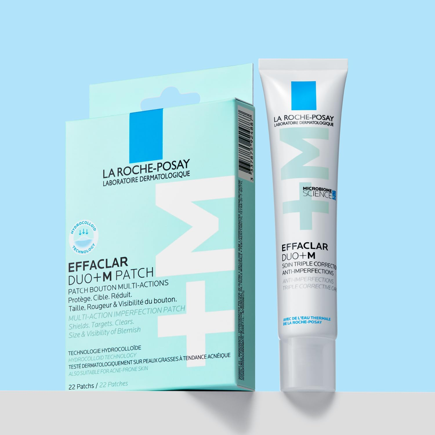 La Roche-Posay Effaclar DUO +M Multi-Target Blemish Spot Pimple Patches 22-Piece Set (Includes 12 Small + 10 Medium Size), Suits Acne-Prone Skin Visibly Reduce Size & Redness, Multiaction Imperfection Patch Shields + Targets + Clears image number 6