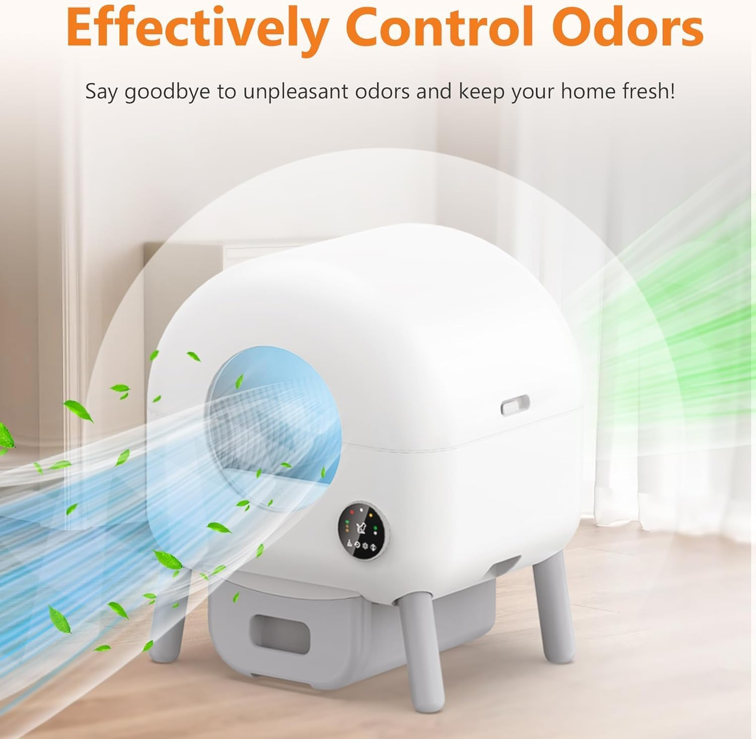 Self Cleaning Cat Litter Box with Mat & Baffle Plate, 76L+13L Large Capacity, Smart Automatic Cat Litter Box for Multiple Cats, APP Control/Low Noise/Safety Protection/Led Touch Display image number 4