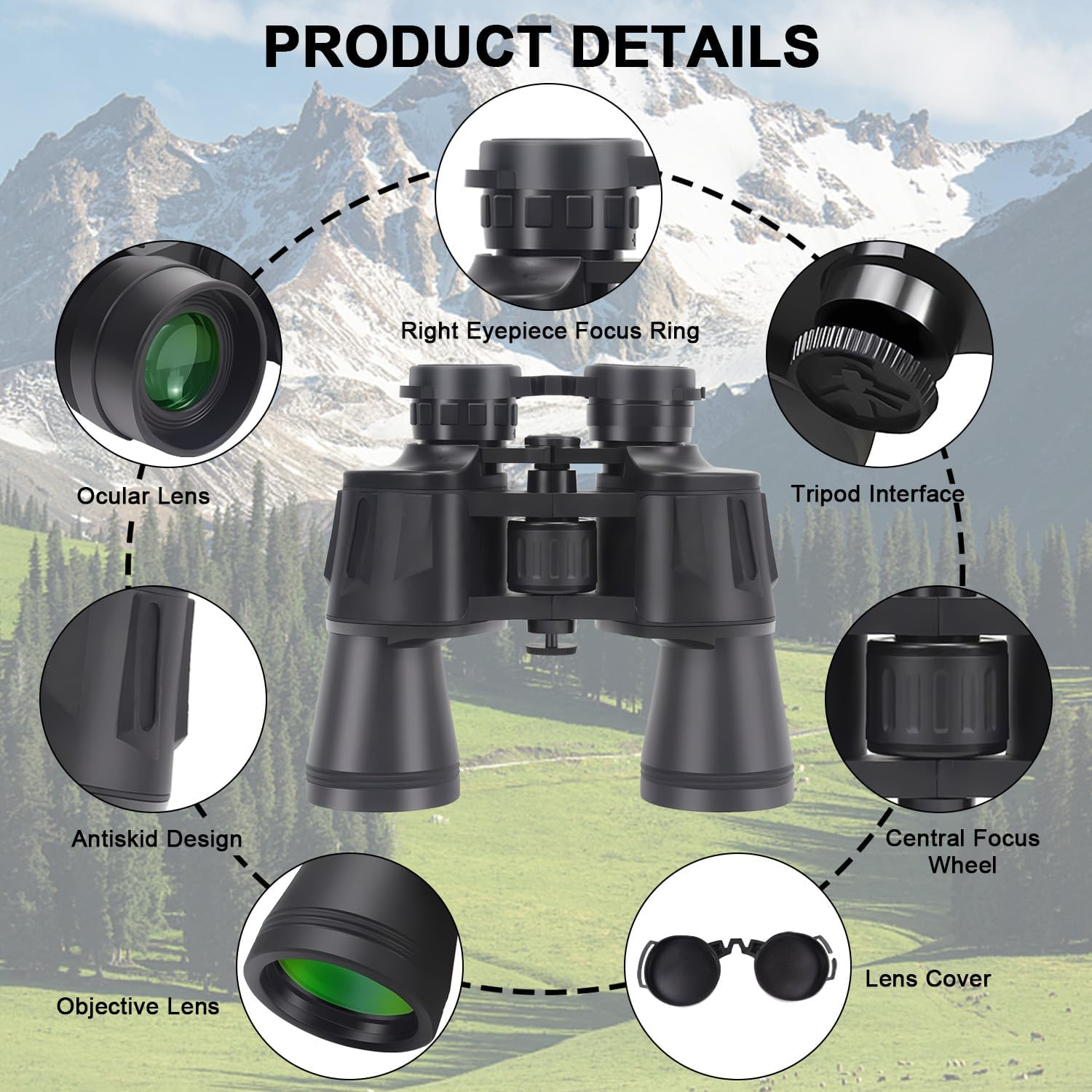 20X50 HD Binoculars for Adults with Phone Adapter, Waterproof Binoculars with Low Light Vision, Binoculars for Hiking, Bird Watching, Sports and Concerts image number 1