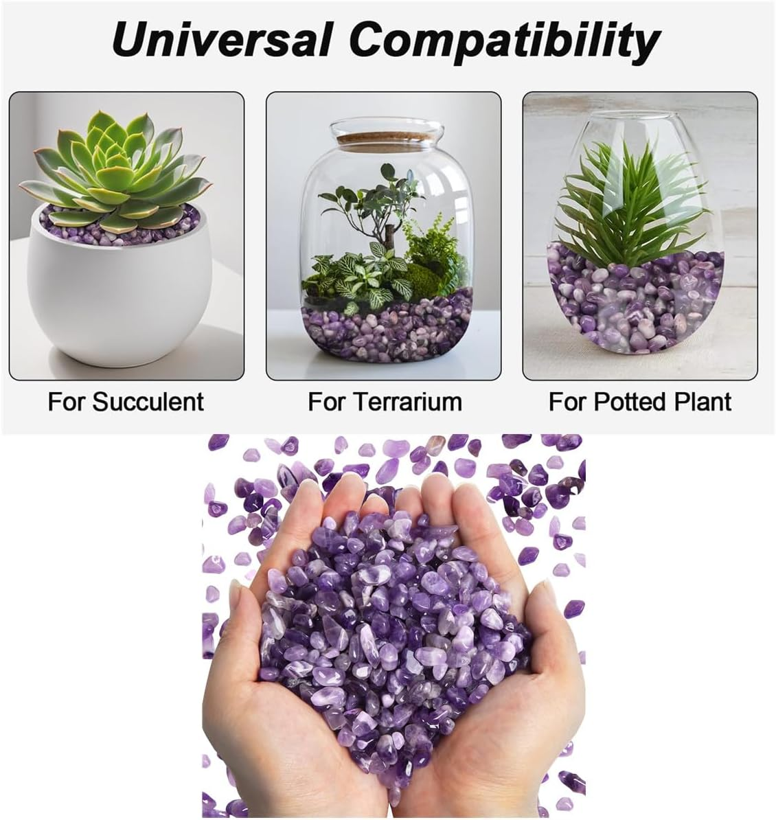 Aquarium Gravel Fish Tank Rocks Pebbles Small,Fish Gravel, 100G Tumbled Chips Crushed Natural Crystal Quartz Pieces for Turtle Tank/Air Plants Decoration(Purple) image number 6