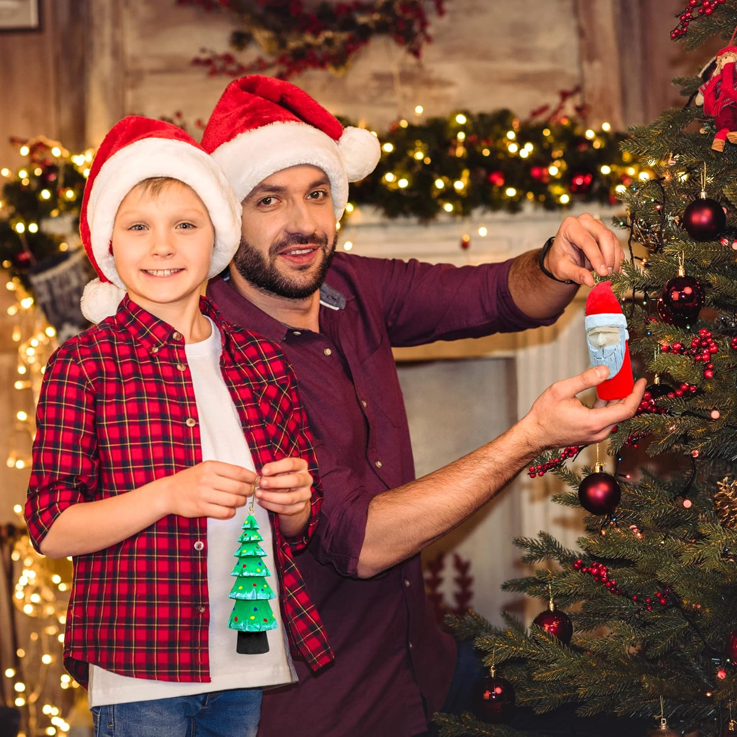 Wood Carving Kit for Beginners - Whittling Kit with New Year Tree and Santa DIY - Woodworking Kit with Wood Blocks Knives Gift Set for Kids Adults Christmas Tree Ornaments Decoration image number 3