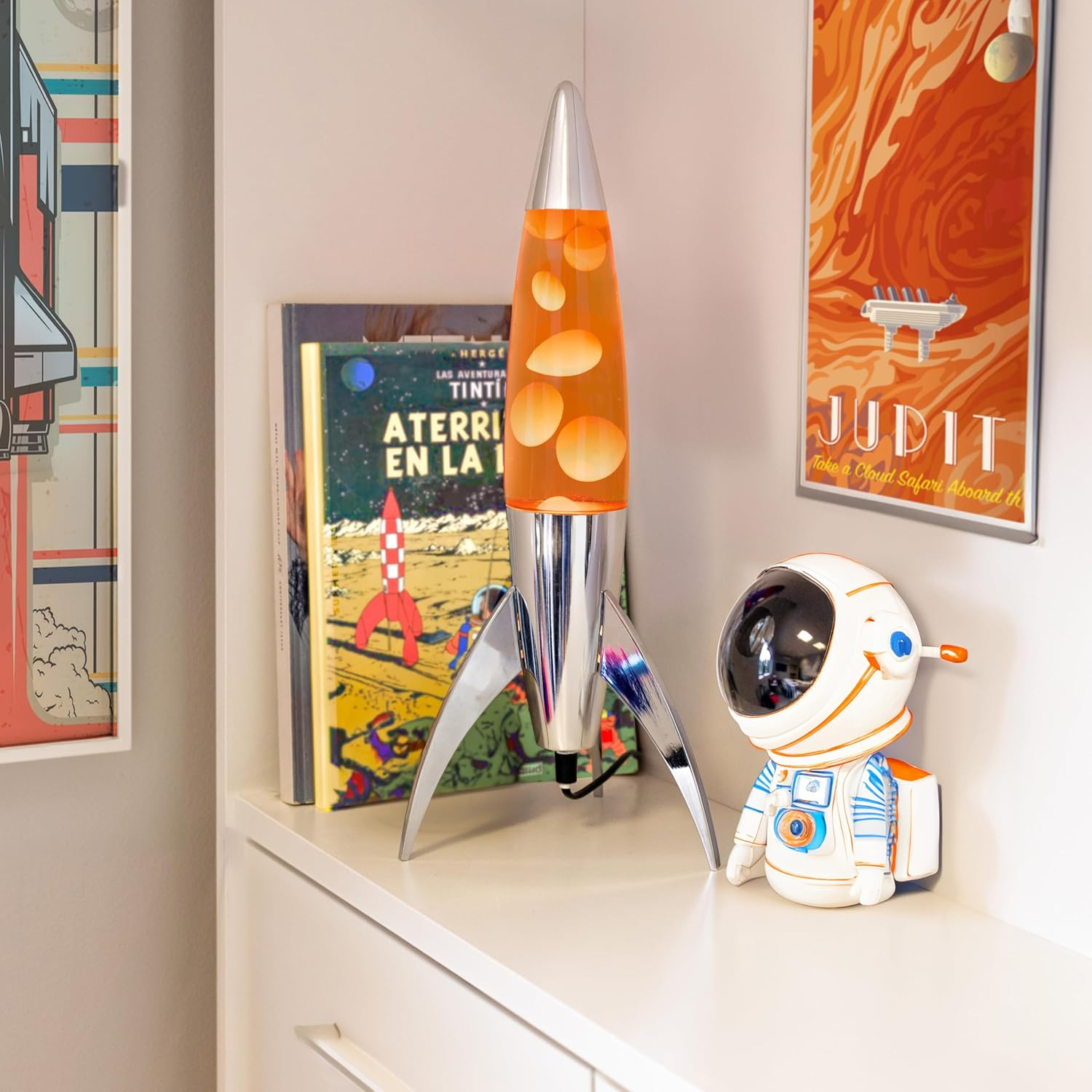 Fisura - Rocket Orange Lava Lamp, Chrome Base, Orange Liquid, 45Cm - Rocket, R&ouml;tt image number 7