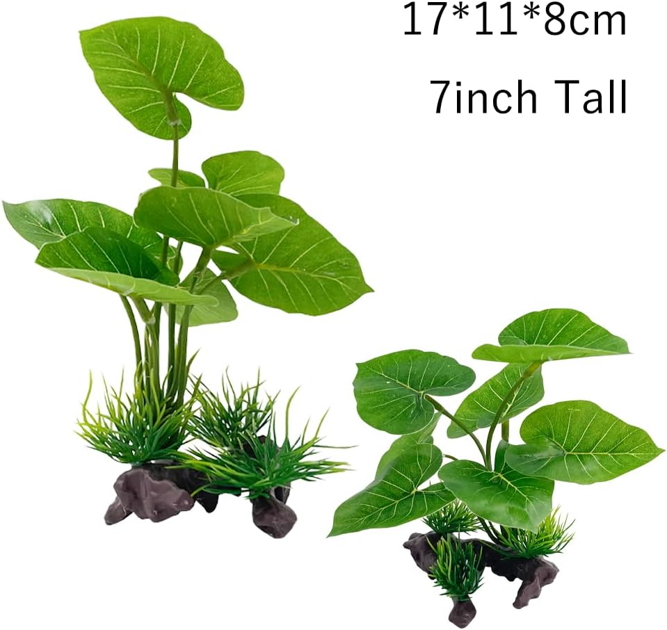 Smoothedo-Pets Fish Tank Decorations Aquarium Decor 3Pcs Ornaments Betta Silk Leaf Pad Hammock Artifical Driftwood Cave Goldfish Bowl Accessories (Mix-Leaf-Set-G) image number 2