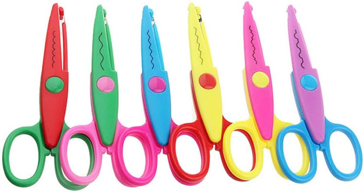 Plastic Kids Design Safety Art Scissors Creative Crafts Scissors Paper Scrapbooking Decorative Wave Lace Edge Cutters Set 6 PCS image number 4