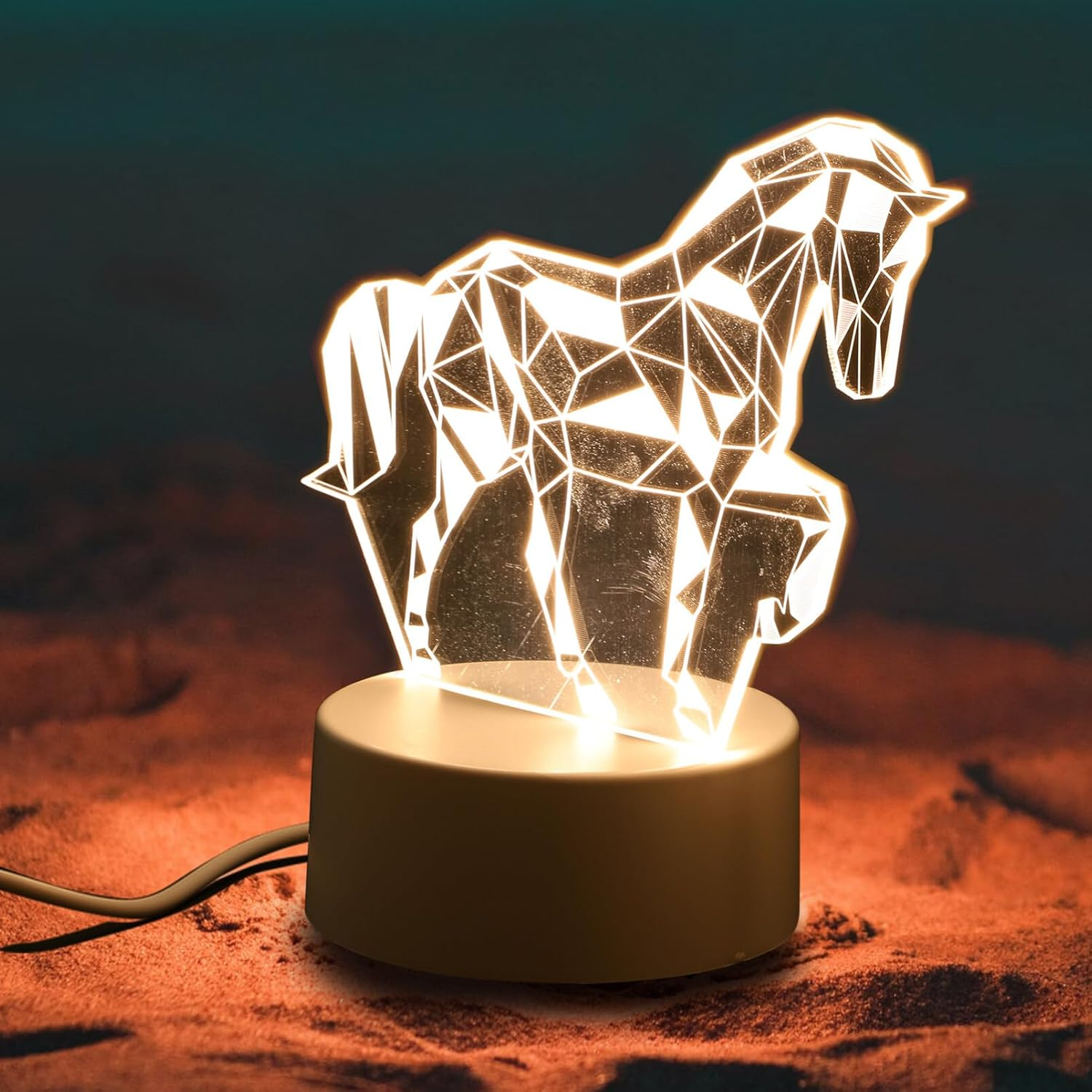 TOVINANNA LED Night Light, Sign Horse Shape Bedside Table Lamp, Dimmable, 3D Animal Shape Night Light USB Rechargable Lamp, Portable, Color Changing RGB for Kids, Bedroom image number 1