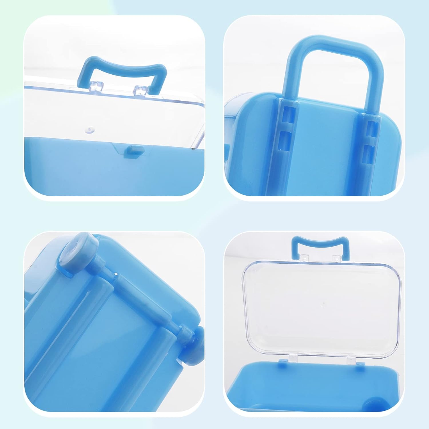 Ruksifg 8Pcs Miniature Suitcase Plastic Tiny Travel Suitcase Jewelry Storage Box for Home Decoration, Blue,White, Small, Style 1 image number 3