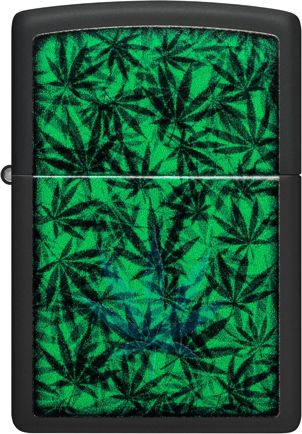 Zippo Cannabis Black Light Windproof Lighter, Black Matte - 540 Tumbled Brass image number 2