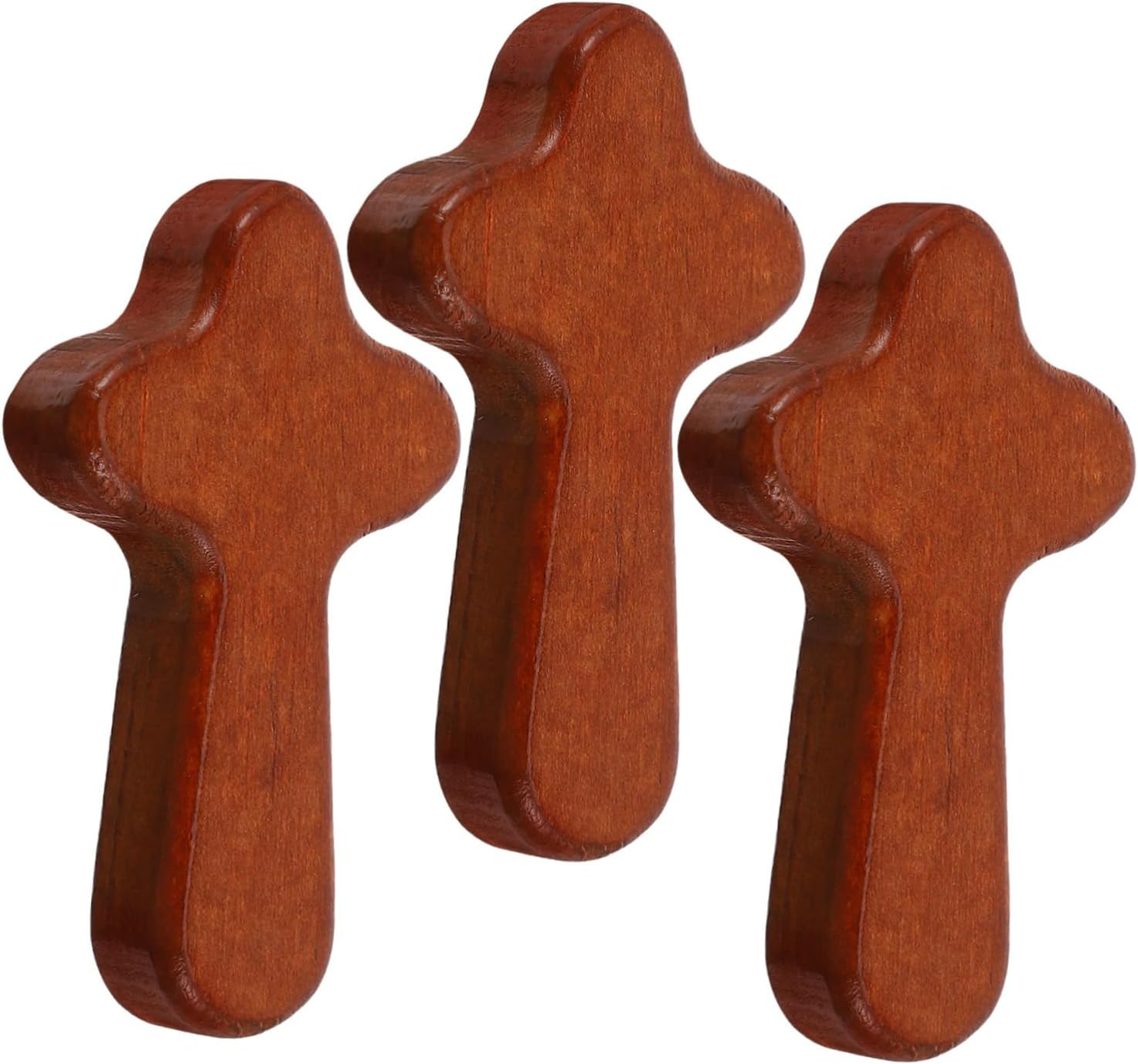 MUELODSIC 3Pcs Wooden Jesus Cross Portable Hand Holding Prayer Cross Small Pocket for Religious Needs image number 6