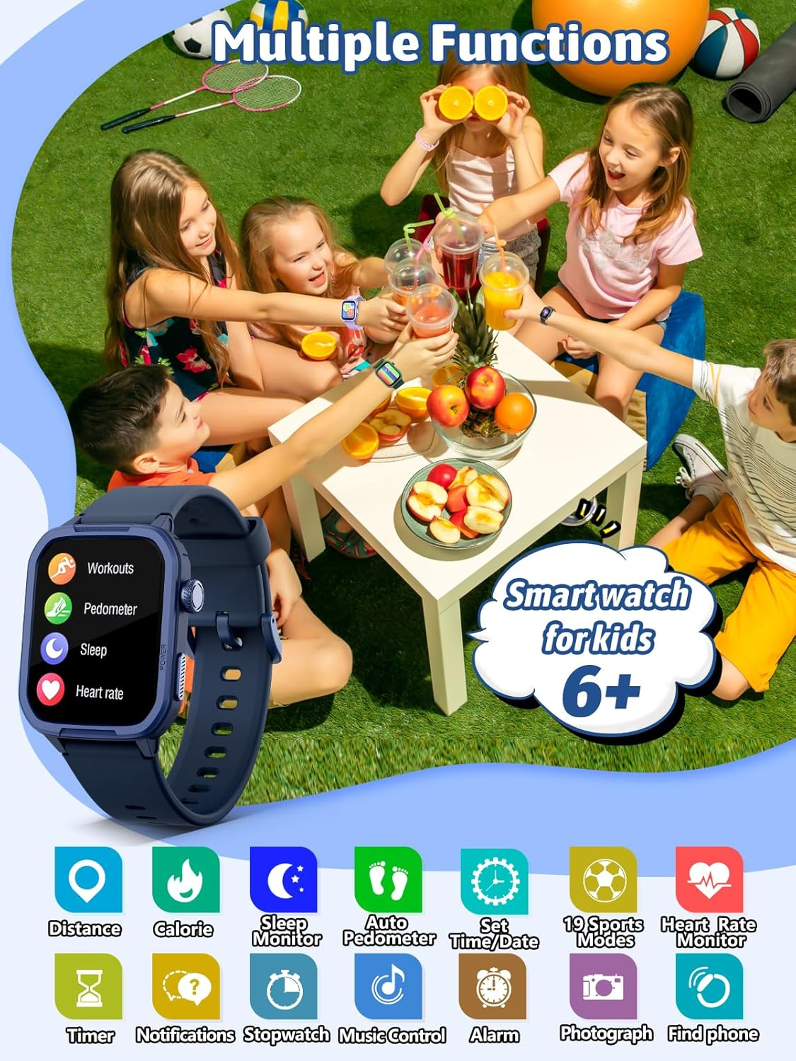 Mgaolo Kids Smart Watch,Fitness Tracker with Heart Rate Sleep Monitor for Boys Girls,Waterproof Activity Tracker Pedometer Step Counter for Android Iphone (Used without App/Phone) (Black)