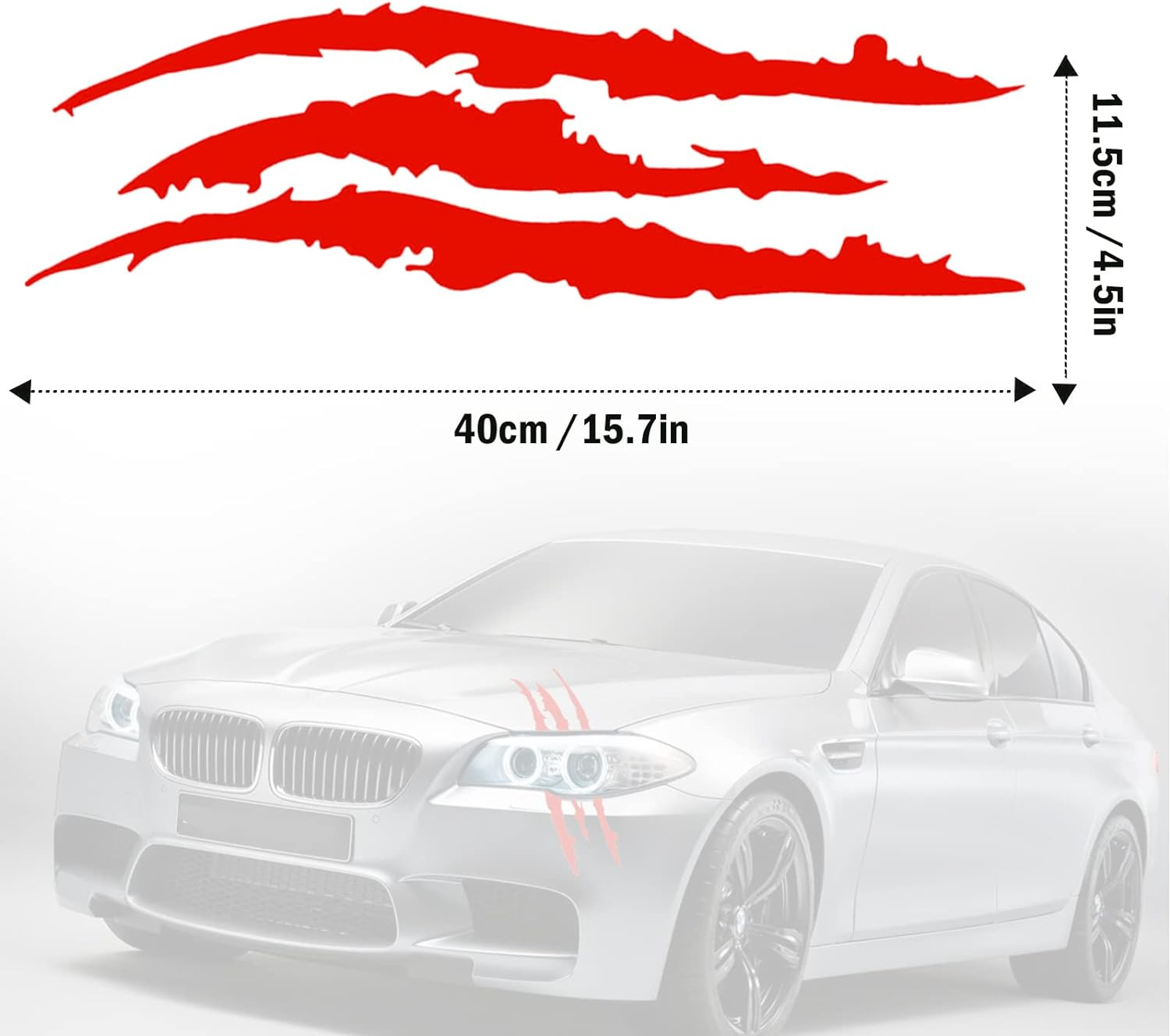 2PCS Claw Mark Decals for Cars,Headlight Car Sticker,Stripes Scratch Decal Vinyl for Sports Cars SUV Pickup Truck Window Motorcycles Ect (Red) image number 4