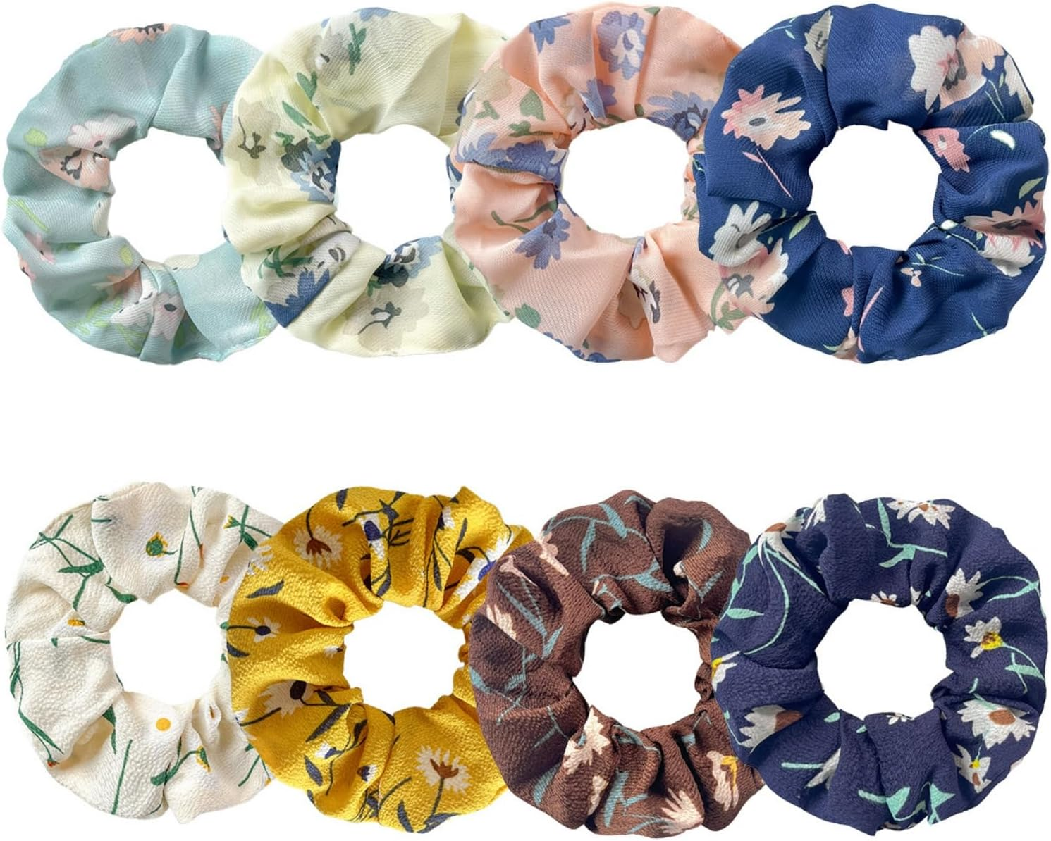 Fenglin-Joy Scrunchies Chiffon Hair Bobbles Pack of 8 Scrunchies Colourful Chiffon Girls Scrunchie Fabric for Women and Girls image number 4