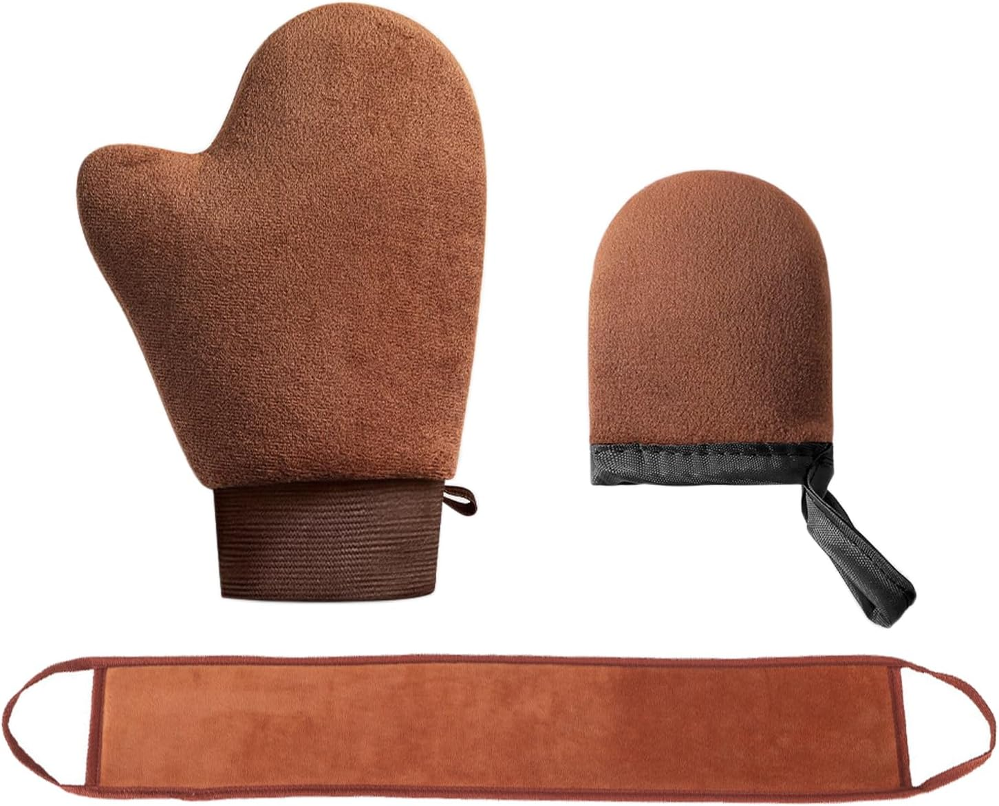 Tanning Mitt Set for Self-Tanning Mousse and Lotions - Elastic Tanning Gloves with Finger Slots for Back Applicator - Washable and Reusable Body Self Tanner Mitts (Pink)