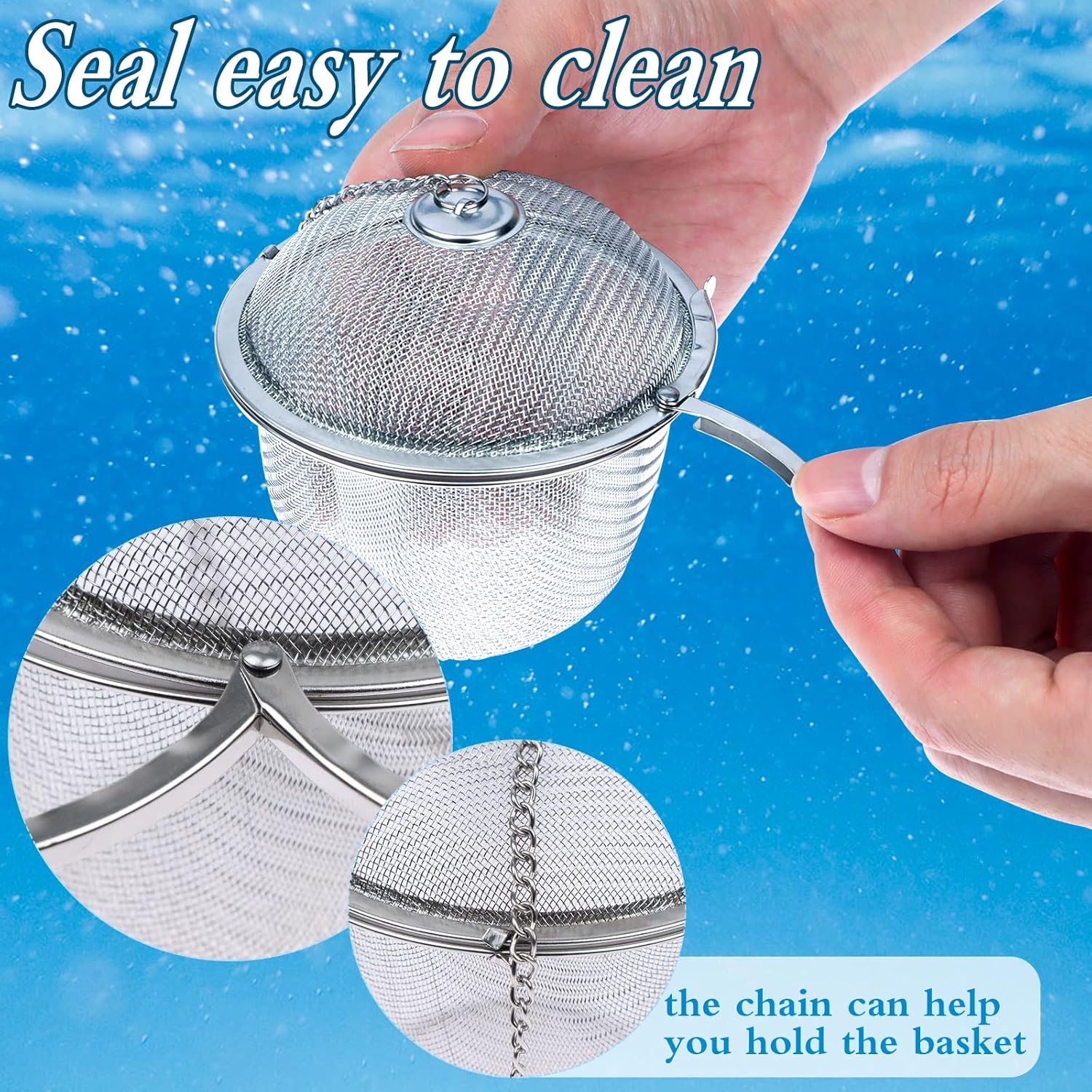 5 PCS Ultrasonic Cleaner Baskets Ultrasonic Parts Cleaner Ultrasonic Steam Cleaner Holding Baskets Tea Leaking Tea Ball Mesh Tea Infuser for Parts Holding Cleaning Ball Ultrasonic Parts Cleaner image number 2